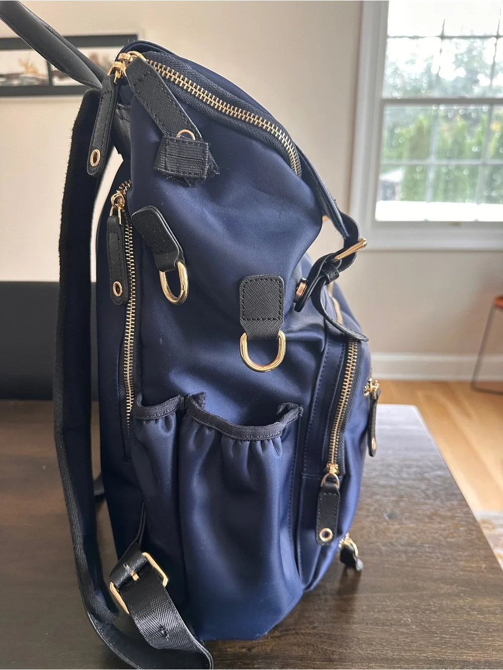 Navy Maelort & Co Ring Equestrian Backpack with Gold Hardware
